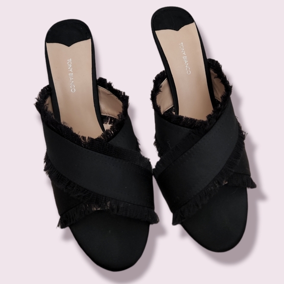 Tony Bianco Black Cross Strap Ribbon Heels - Picture 7 of 7